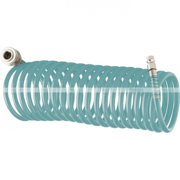 Полиуретановый спиральный шланг профессиональный BASF, 15 м, с быстросъемными соединением Stels, арт. 57009