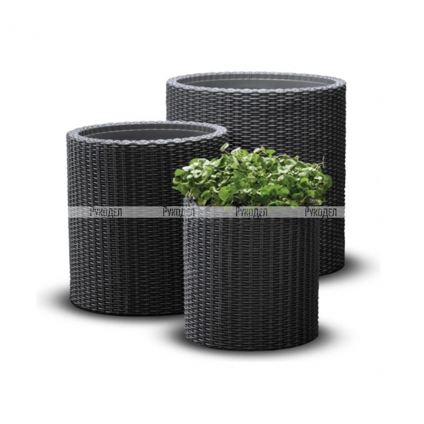 Комплект кашпо Keter S+M+L CYLINDER PLANTERS (17197934) антрацит, 230217