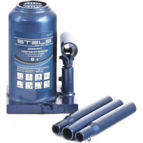 products/Домкрат гидравлический бутылочный телескопический, 6 т, H подъема 170-420 мм Stels, арт. 51117
