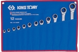 Набор комбинированных трещоточных ключей (8-24 мм, чехол из теторона, 12 предметов) KING TONY 12112MRN