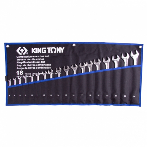 products/Набор комбинированных ключей KING TONY, 6-24 мм, чехол из теторона, 18 предметов 12D18MRN