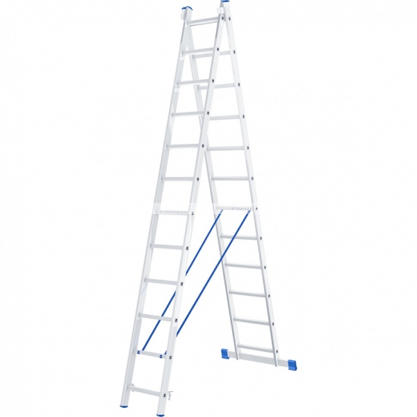 Лестница, 2 х 12 ступеней, алюминиевая, двухсекционная, Россия// Сибртех, 97912