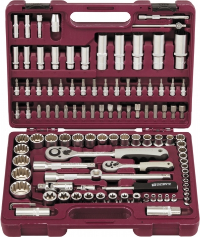 products/Набор инструмента универсальный THORVIK 1/4", 1/2"DR с головками торцевыми MultiProf, 108 предметов, арт. UTS0108MP 