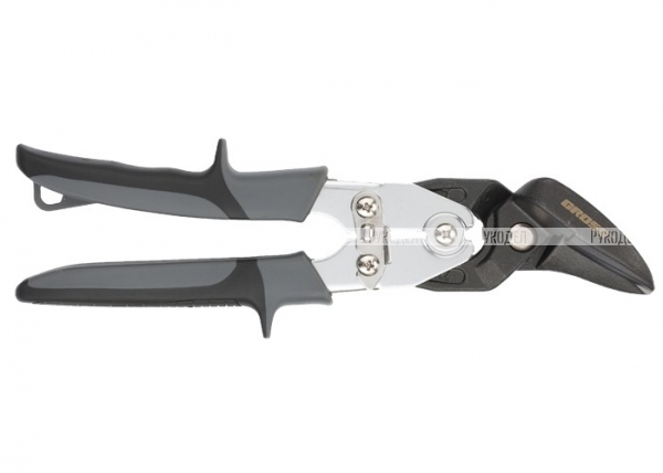 Ножницы по металлу"PIRANHA"усиленные,255 мм,прямой и левый рез,сталь-СrMo,двухкомп.рукоятки// Gross 78349