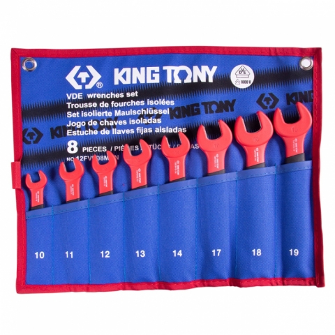 products/Набор рожковых диэлектрических ключей KING TONY 10-19 мм, чехол из теторона, 8 предметов 12FVE08MRN