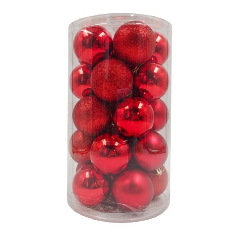 products/Набор ёлочных шаров, пластик, красный микс, 25 шт в упаковке, Winter Glade 60125G003