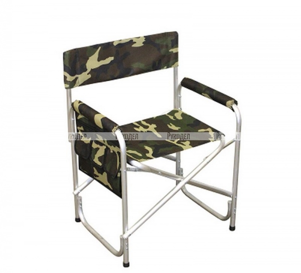 Кресло складное "СЛЕДОПЫТ" 595х450х800 мм, с карманом на подлокотнике, алюминий PF-FOR-AKS02