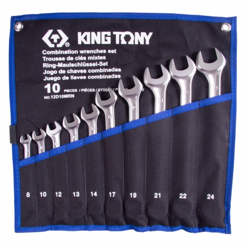 products/Набор комбинированных ключей KING TONY, 8-24 мм, чехол из теторона, 10 предметов 12D10MRN