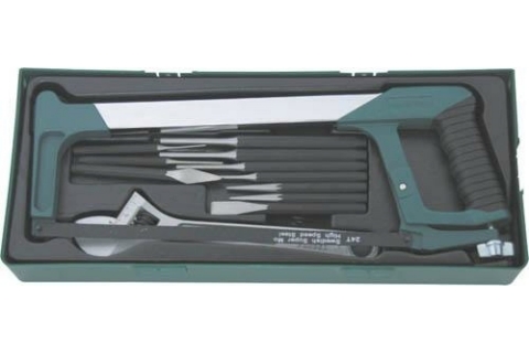 products/M645114SP Набор инструмента ножовка, разводной ключ, зубила и выколотки в ложементе, 14 предметов Jonnesway