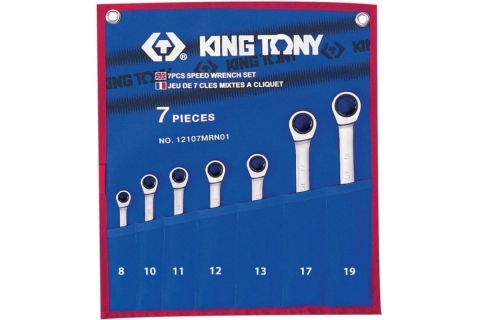 products/Набор комбинированных трещоточных ключей 8-19мм 7шт KING TONY 12107MRN01
