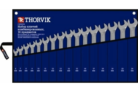 products/Набор ключей комбинированных Thorvik в сумке, 16 предметов (6-19, 22, 24 мм) (в тубусе Thorvik), арт. CWS0016T 
