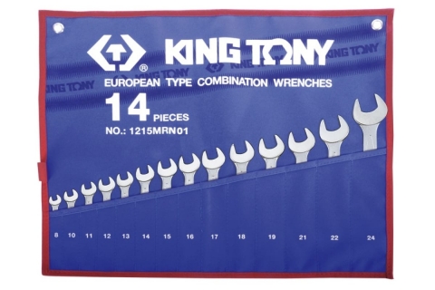 products/Набор комбинированных ключей, 8-24мм, чехол из теторона, 14шт KING TONY 1215MRN01