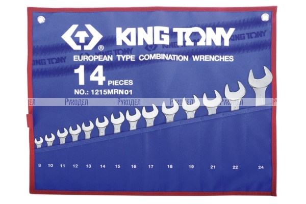 Набор комбинированных ключей, 8-24мм, чехол из теторона, 14шт KING TONY 1215MRN01