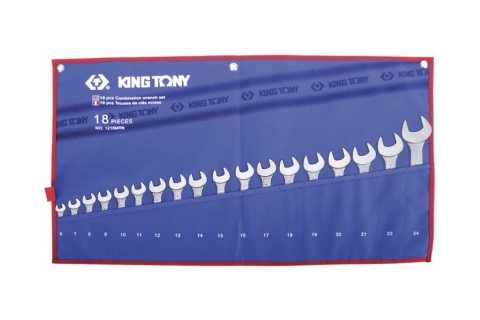 products/Набор комбинированных ключей, 6-24мм чехол из теторона, 18шт KING TONY 1218MRN