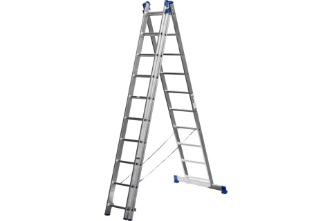 products/Лестница СИБИН универсальная, трехсекционная со стабилизатором, 10 ступеней арт. 38833-10 