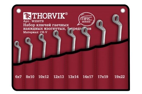 products/Набор гаечных накидных изогнутых ключей Thorvik W2S8TB серии ARC, 6-22 мм, 8 предметов