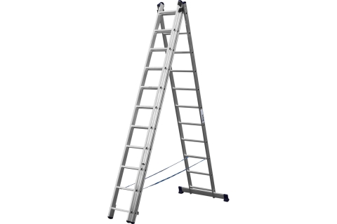 products/Лестница СИБИН универсальная, трехсекционная со стабилизатором, 11 ступеней арт. 38833-11 