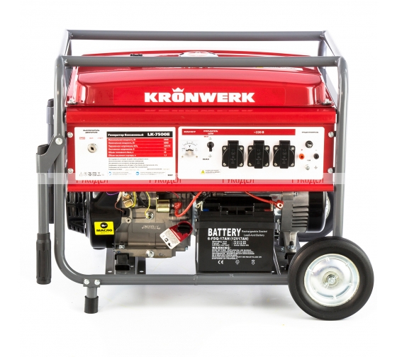Генератор бензиновый LK 7500E, 6,5 кВт, 230 В, бак 25 л, электростартер// Kronwerk  арт.94694