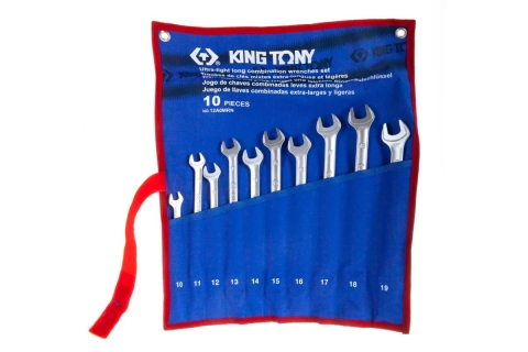products/Набор комбинированных удлиненных ключей, 10-19 мм, чехол из теторона, 10 предметов KING TONY 12A0MRN