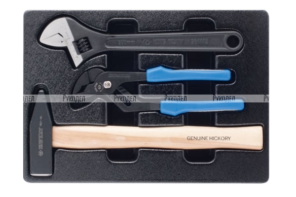 Набор инструментов (переставные клещи, разводной ключ и молоток, ложемент, 3 предмета) KING TONY 9-90103PP02