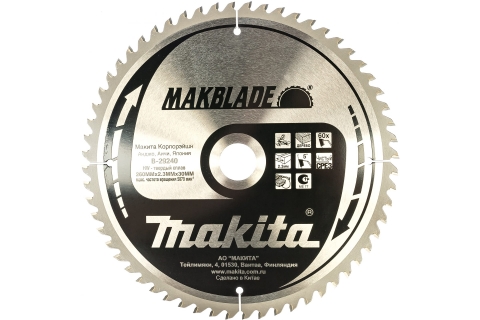 products/Пильный диск по дереву Z60 MakBlade Makita 260*30*2.3мм B-29240 арт.175147