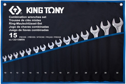 products/Набор комбинированных ключей KING TONY 10-32 мм, чехол из теторона, 15 предметов 12D15MRN