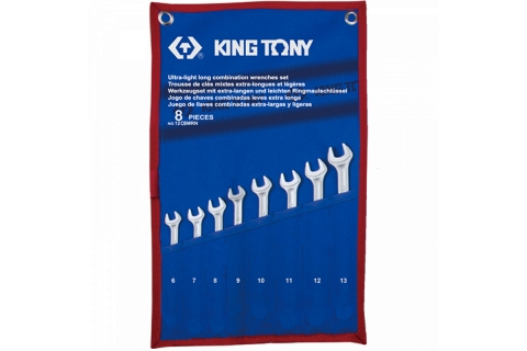 products/Набор комбинированных удлиненных ключей KING TONY 6-13 мм, чехол из теторона, 8 предметов 12C8MRN