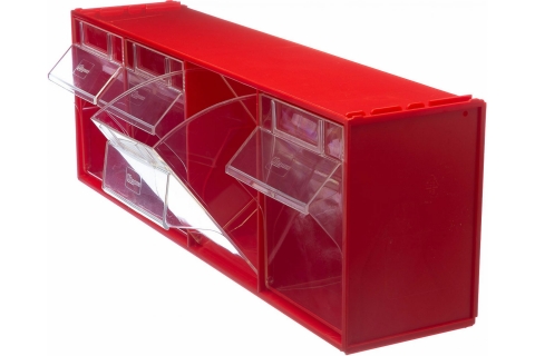 products/Короб откидной Стелла-техник F-600-4, 600х178х206мм, 4 ячейки, красный, прозрачный