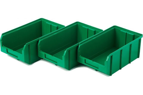 products/Пластиковый ящик Стелла-техник V-3-К3-зеленый , 342х207х143мм, комплект 3 штуки