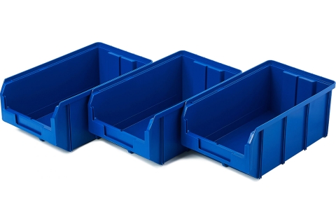 products/Пластиковый ящик Стелла-техник V-3-К3-синий , 342х207х143мм, комплект 3 штуки