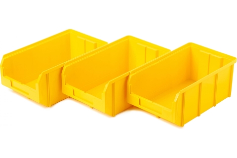 products/Пластиковый ящик Стелла-техник V-3-К3-желтый , 342х207х143мм, комплект 3 штуки
