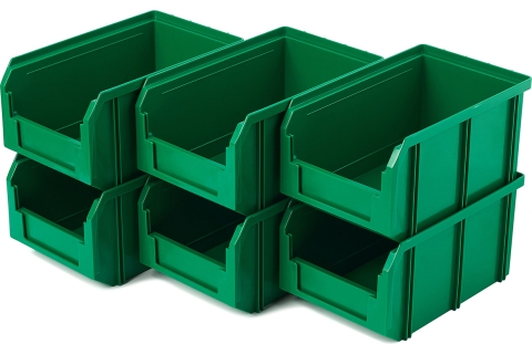 products/Пластиковый ящик Стелла-техник V-2-К6-зеленый , 234х149х120мм, комплект 6 штук