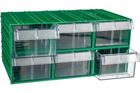 products/Пластиковый короб Стелла-техник C-2-К6-зеленый-прозрачный , 140х250х100мм, комплект 6 штук