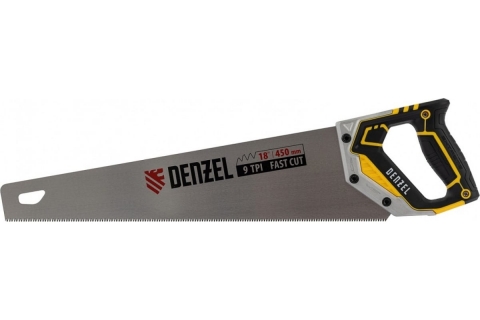 products/Ножовка по дереву, 450 мм, 9 TPI, зуб 3D, металлопластиковая рукоятка Denzel (24140)