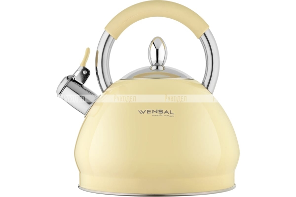 Чайник Vensal Vanille со свистком 3,0 л с ручкой из нержавеющей стали и силикона арт. VS3005