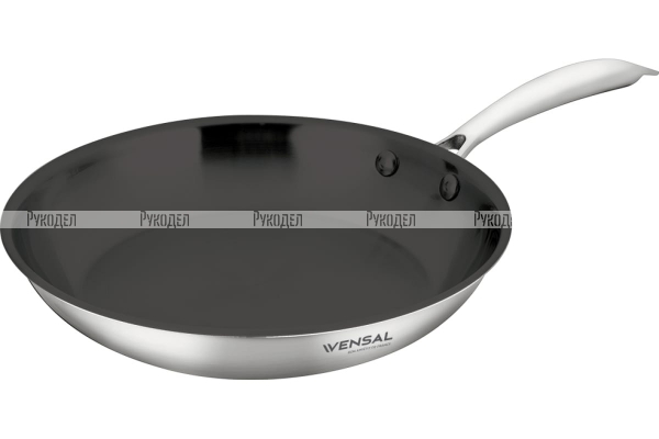 Сковорода Vensal Le Chef трехслойная из нержавеющей стали 24см с антипригарным покрытием, арт. VS1530