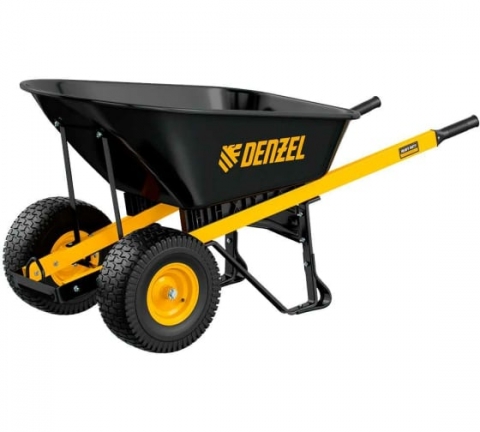 products/Тачка строительная Denzel, усиленная, объем 140 л, 250 кг, двухколесная, колесо 15х6.00-6 (69000)