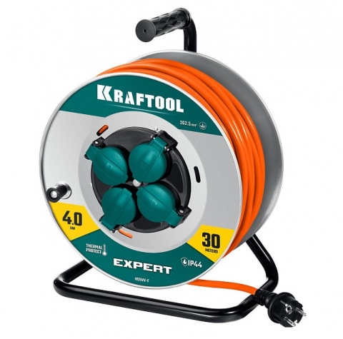 products/Силовой удлинитель на стальной катушке KRAFTOOL EXPERT 30 м, арт. 55089-30