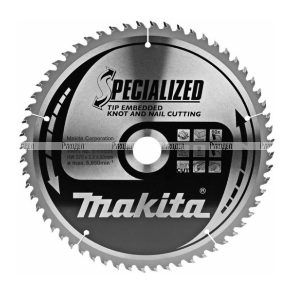 Пильный диск для демонтажных работ 270x30x2.6/1.8x60T Makita, B-35330