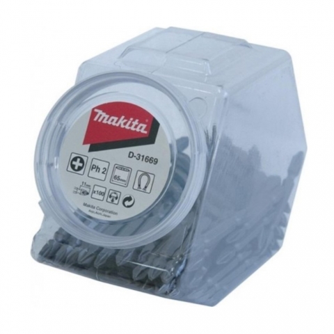 products/Набор двухсторонних бит PH2, 65 мм, E-form (MZ), 100 шт., банка Makita, D-31669