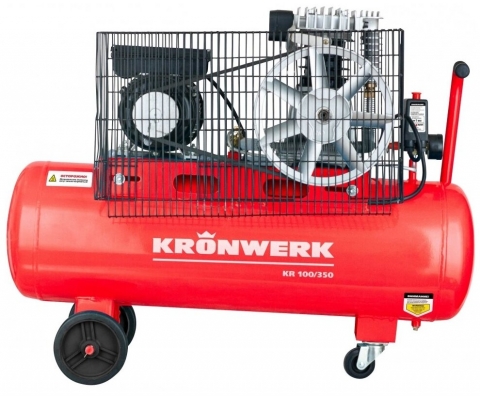 products/Компрессор воздушный KR 100/350, 2,2 кВт, 350 л/мин, 100 л, ременная передача// Kronwerk арт.58045