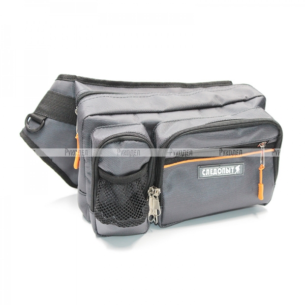 PF-BM-02 Сумка рыболовная "СЛЕДОПЫТ" Fishing Hip Bag, 28х21х17 см, цв. серый