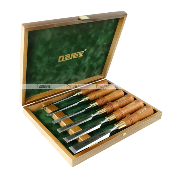 Набор Narex из 6 стамесок WOOD LINE PLUS в деревянном ящике NAREX 853200